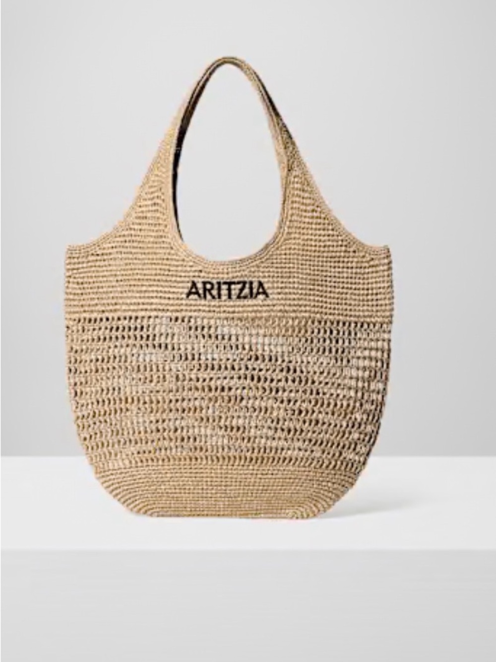 NWT Aritzia Beige Woven Straw Tote with Logo